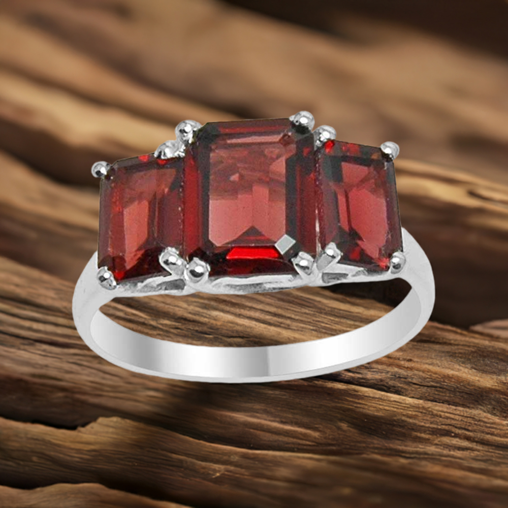 Natural Garnet Gemstone Rings In 925 Sterling Silver Jewelry 925SR1551