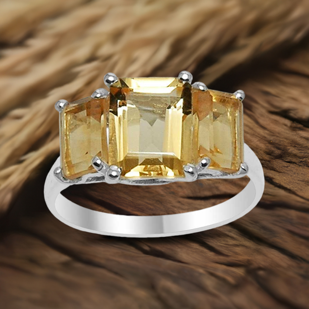 Genuine Citrine Gemstone Rings In 925 Sterling Silver Jewelry 925SR1553
