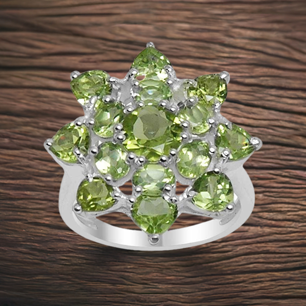 Genuine Peridot Gemstone Rings In 925 Sterling Silver Jewelry 925SR1556