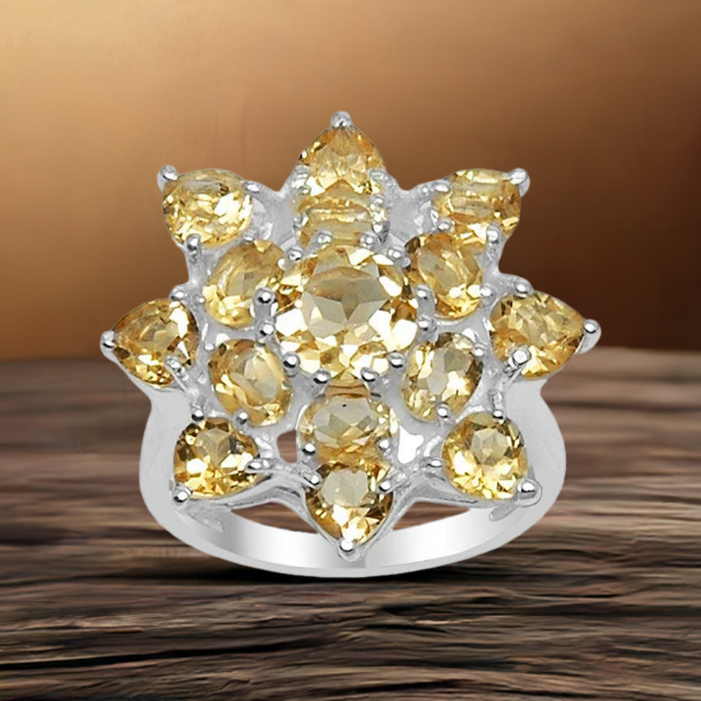 Natural Citrine Gemstone Rings In 925 Sterling Silver Jewelry 925SR1557