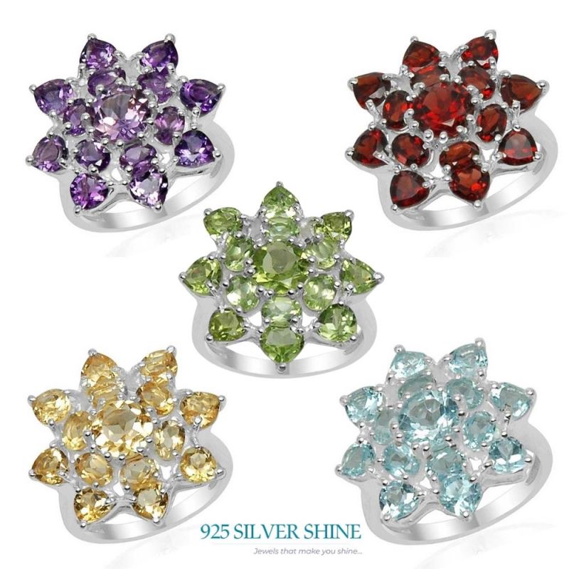 Semi Precious Multi Gemstone Rings In 925 Sterling Silver Jewelry 925SR1558_2