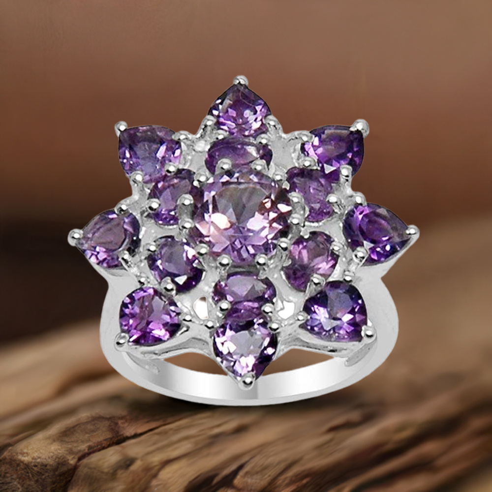 Genuine Amethyst Gemstone Rings In 925 Sterling Silver Jewelry 925SR1559