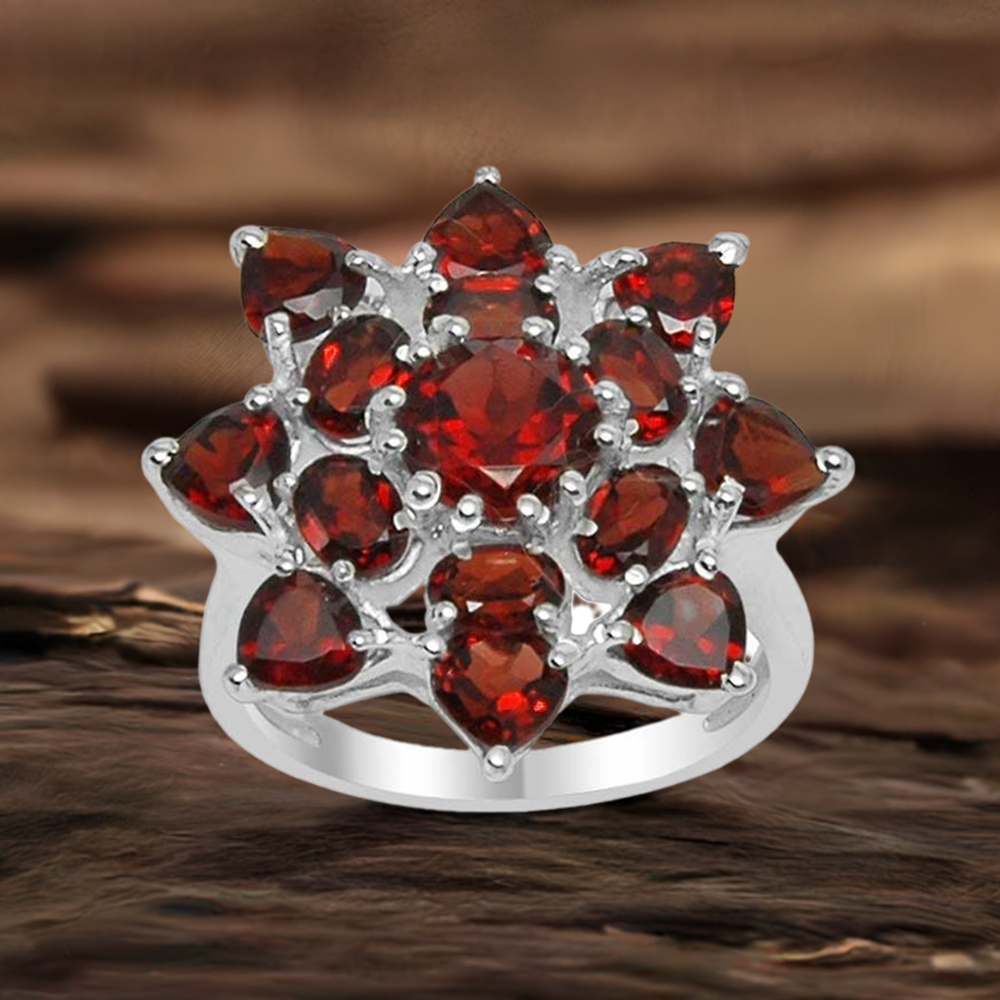 Natural Garnet Gemstone Rings Manufacturer In 925 Sterling Silver Jewelry 925SR1560