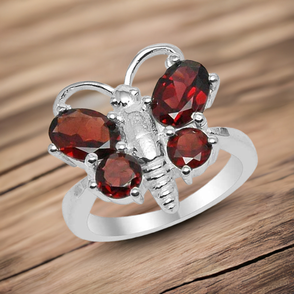 925 Sterling Silver Handmade Rings In Garnet Gemstone Jewelry 925SR1566