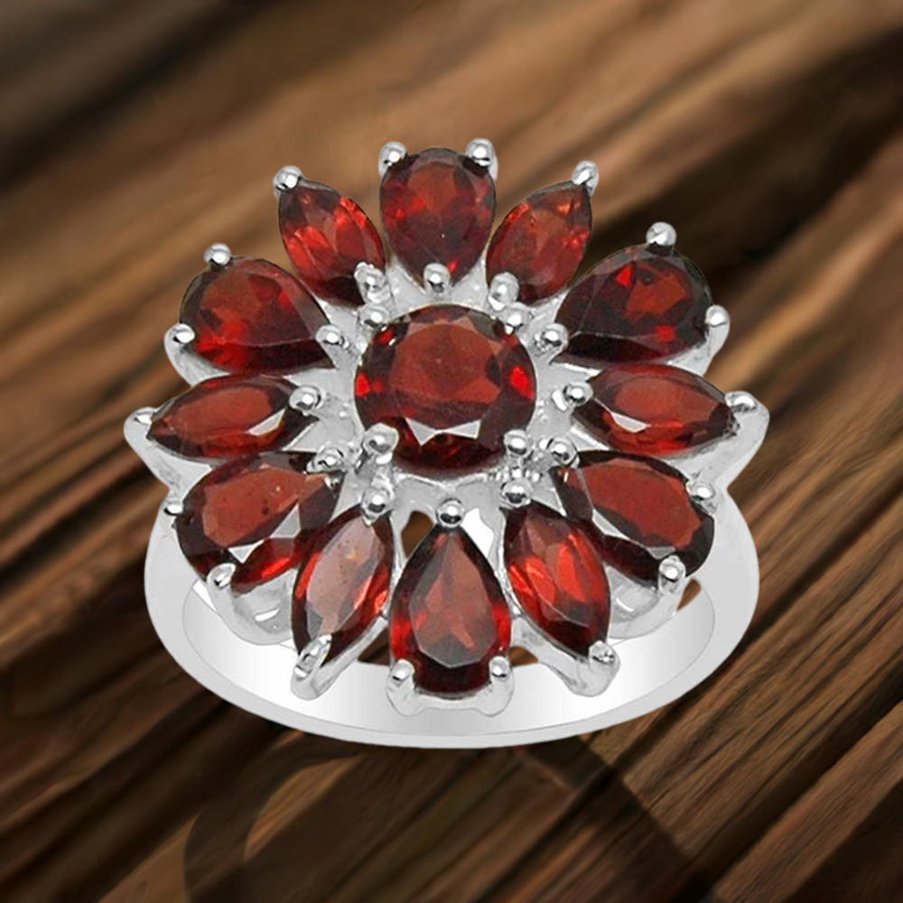 925 Sterling Silver Handmade Rings In Garnet Gemstone Jewelry 925SR1568