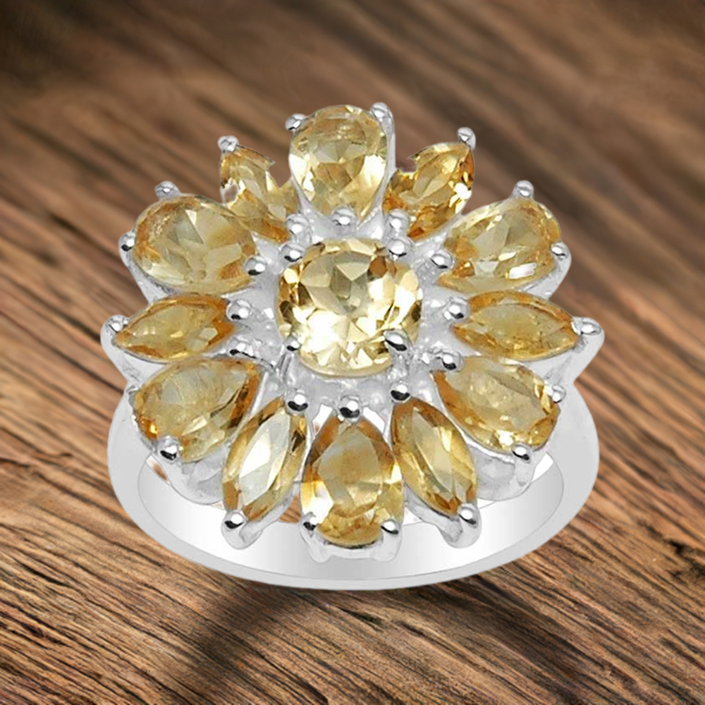925 Sterling Silver Handmade Rings In Citrine Gemstone Jewelry 925SR1570