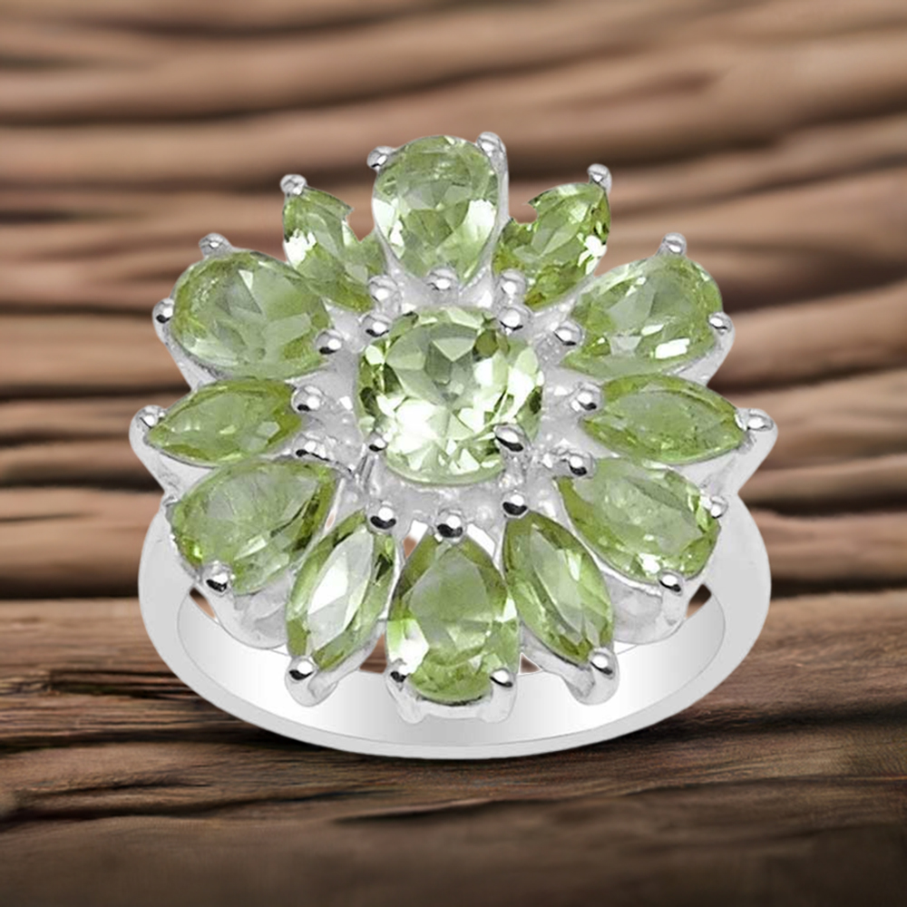 925 Sterling Silver Handmade Rings In Peridot Gemstone Jewelry 925SR1571