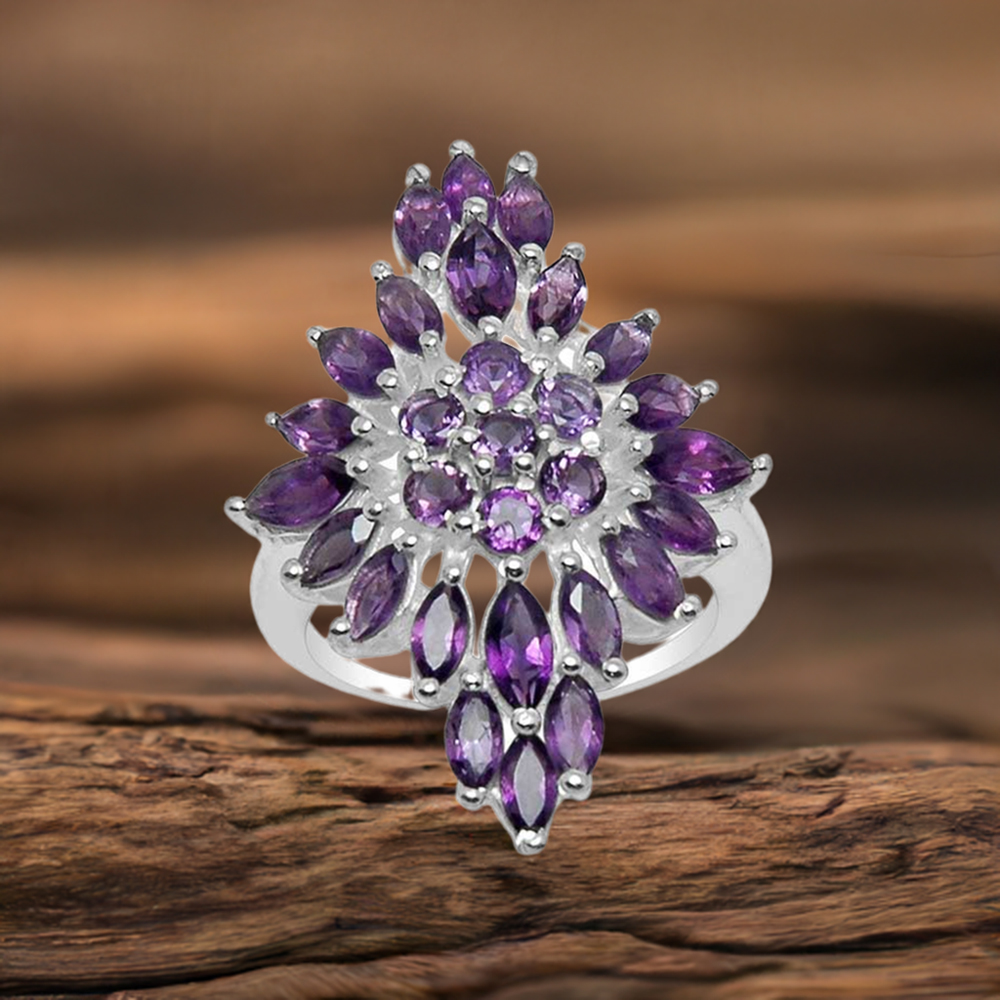925 Sterling Silver Rings In Amethyst Gemstone Jewelry 925SR1574