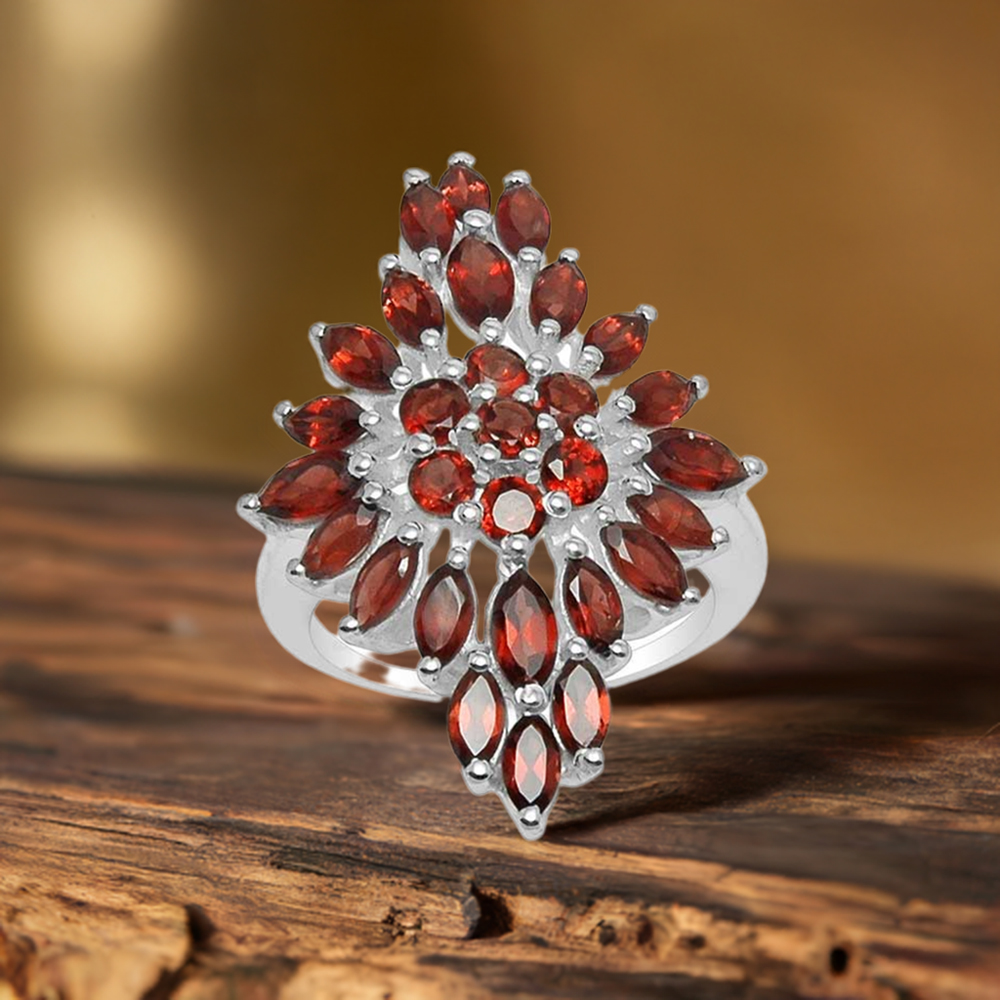 925 Sterling Silver Rings In Garnet Gemstone Jewelry 925SR1575