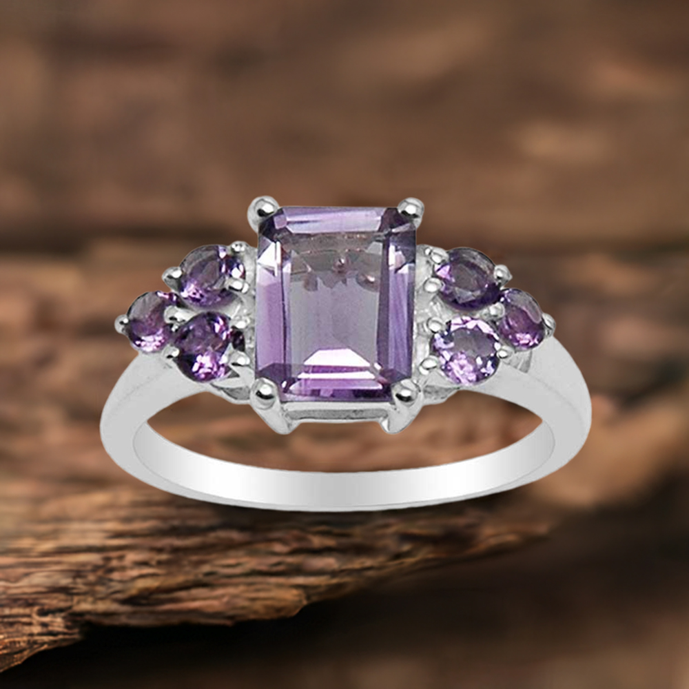 Best Design 925 Sterling Silver Rings Wholesaler In Amethyst Gemstone Jewelry 925SR1582