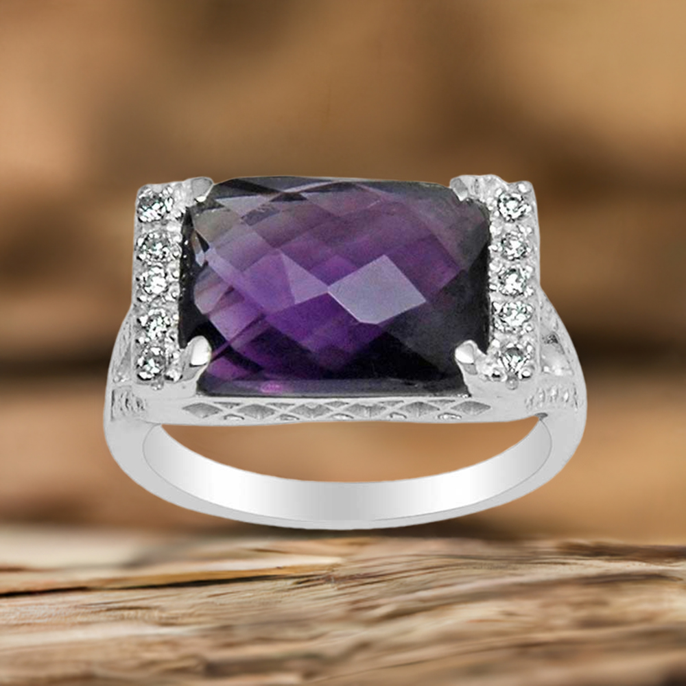 Amethyts Gemstone Sterling Silver Rings Jewelry 925SR1585