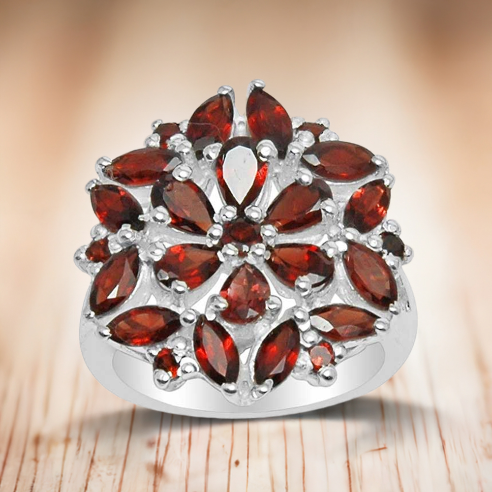 Unique 925 Sterling Silver Handmade Rings Suppliers In Garnet Gemstone Jewelry 925SR1588