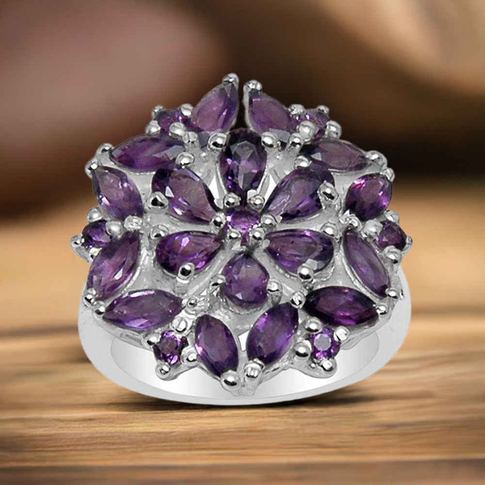 Inexpensive 925 Sterling Silver Handmade Rings Suppliers In Amethyst Gemstone Jewelry 925SR1589