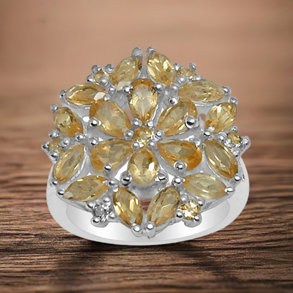 Beautiful 925 Sterling Silver Handmade Rings Suppliers In Citrine Gemstone Jewelry 925SR1591