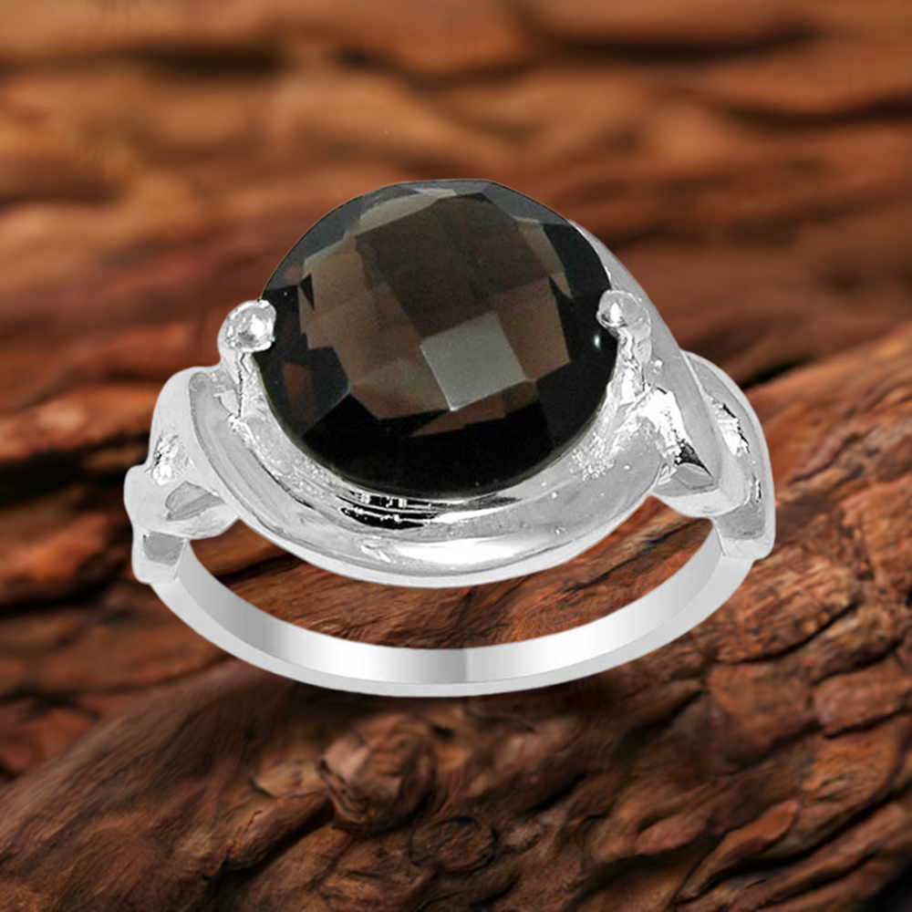 925 Sterling Silver Handmade Rings In Smoky Quartz Gemstone Jewelry 925SR1594