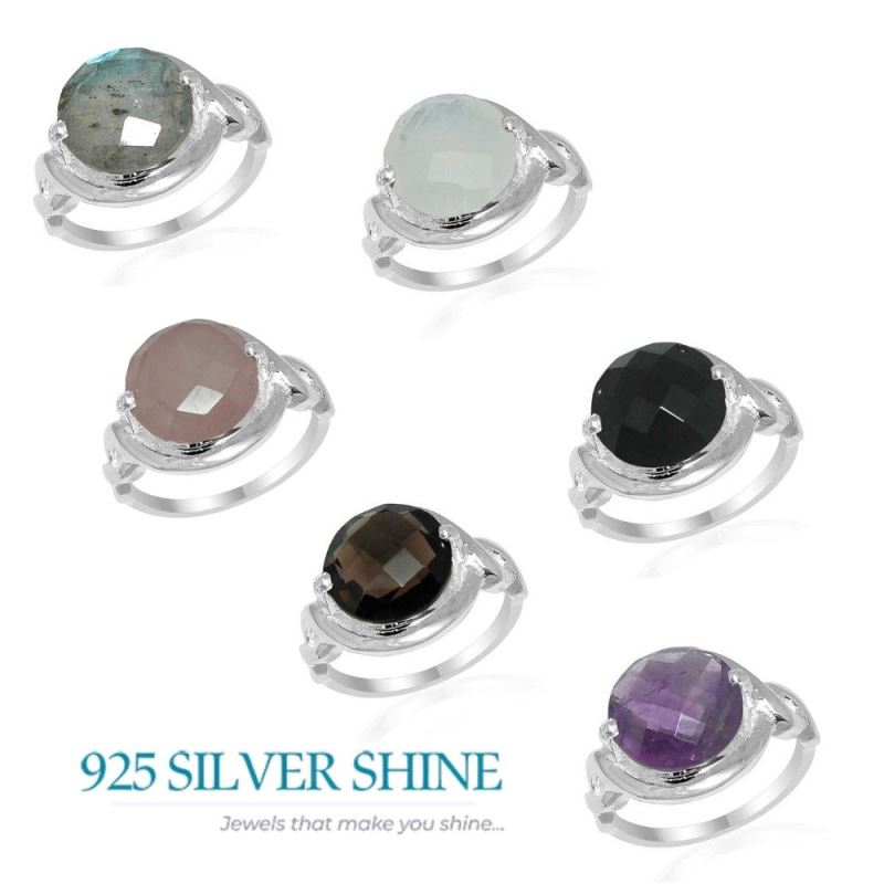 925 Sterling Silver Handmade Rings In Rainbow Moonstone Jewelry 925SR1595_1