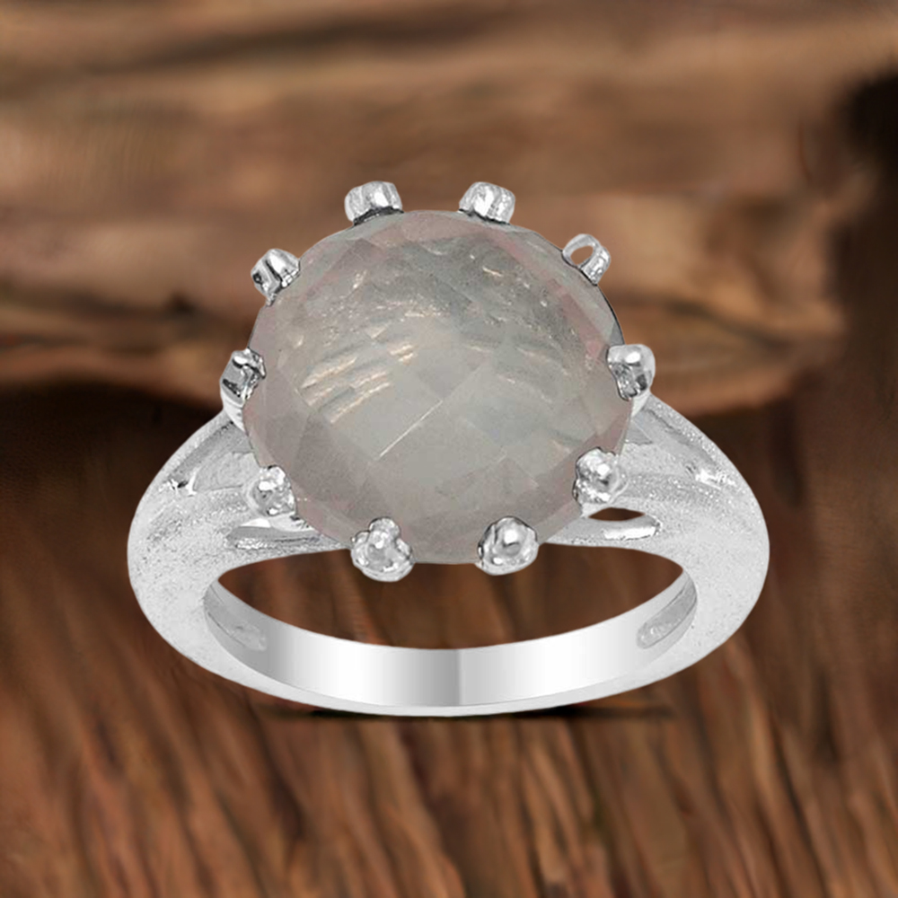 925 Sterling Silver Rings In Genuine Rose Quartz Gemstone 925SR1599