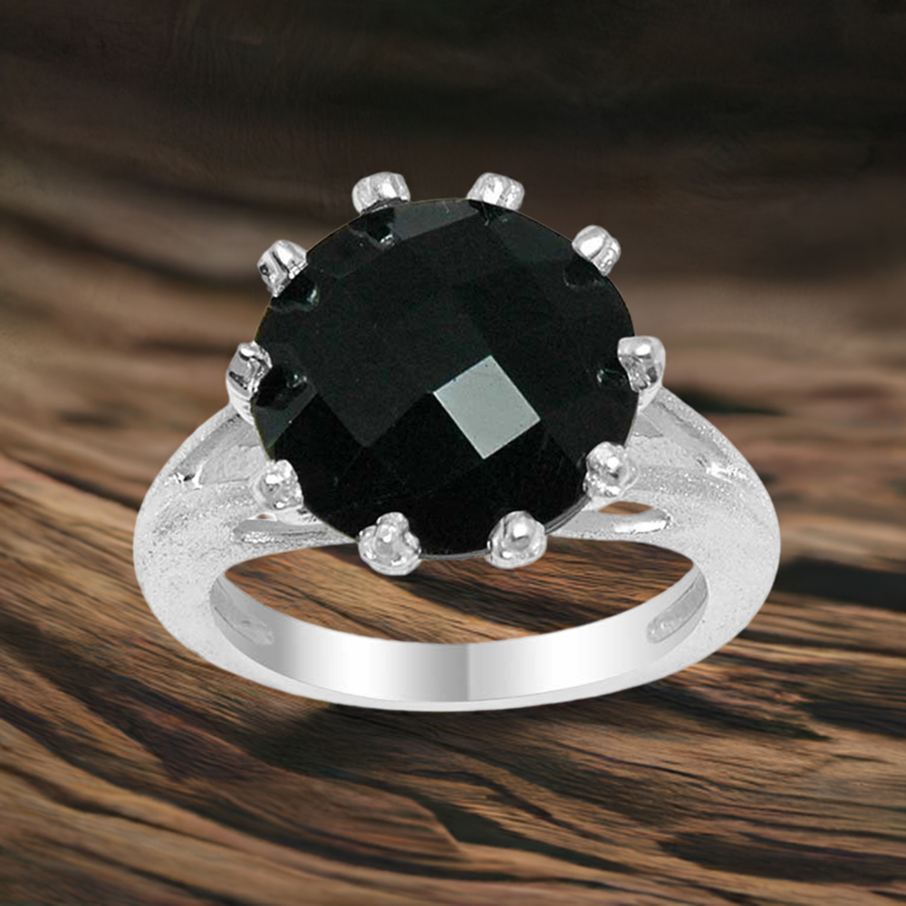 Solid 925 Silver Rings In Semi Precious Black Onyx Gemstone 925SR1601