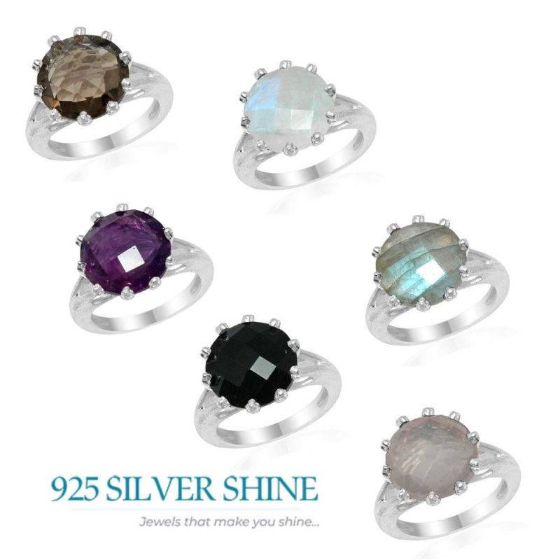 Solid 925 Silver Rings In Semi Precious Black Onyx Gemstone 925SR1601_2