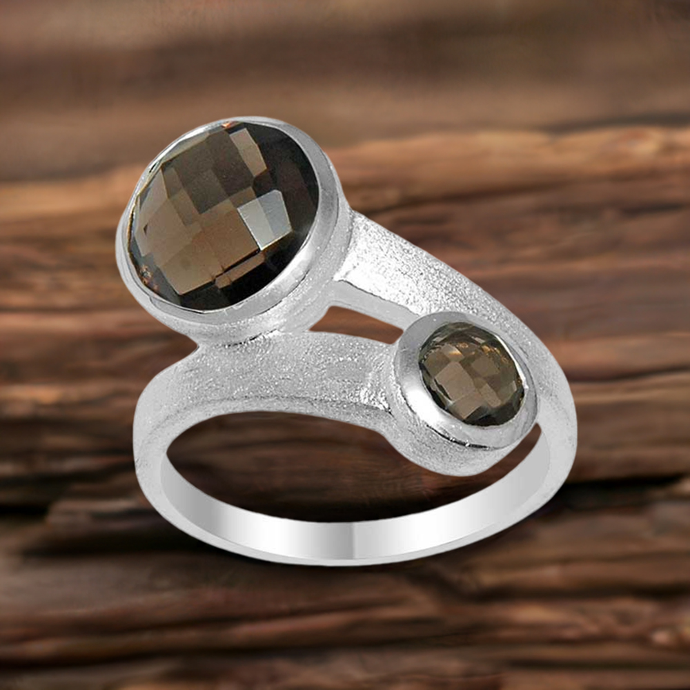 Genuine Smoky Quartz Gemstone Rings In Fine 925 Sterling Silver 925SR1614