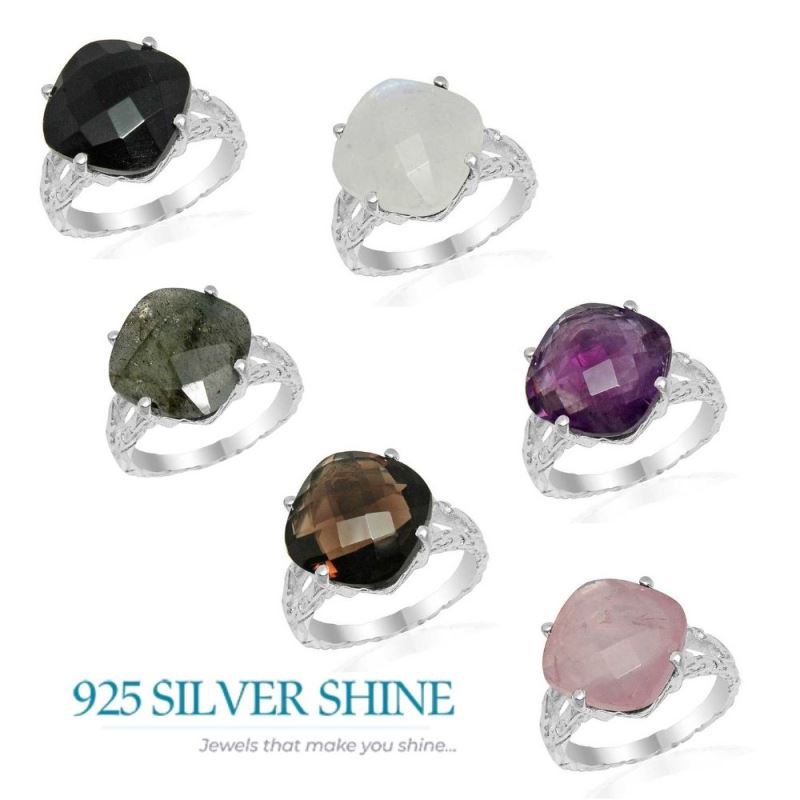 Cushion Amethyst Stone Silver Rings 925SR1618_2