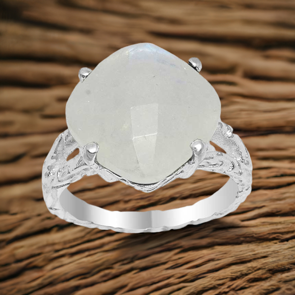 925 Sterling Silver Rings In Natural Rainbow Moonstone 925SR1621