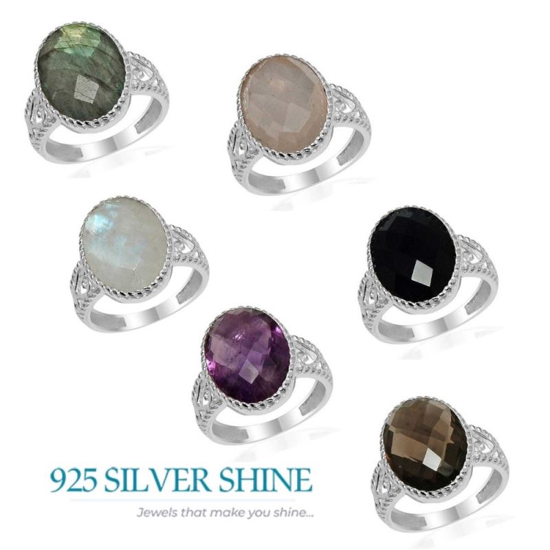 925 Sterling Silver Rings In Genuine Smoky Quartz Gemstone 925SR1623_2