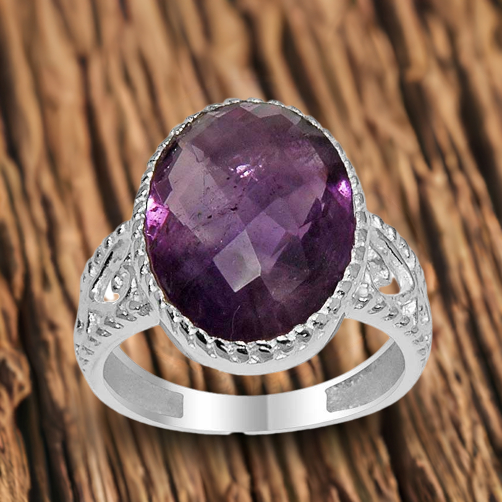 Oval Amethyst Sterling Silver Rings 925SR1625