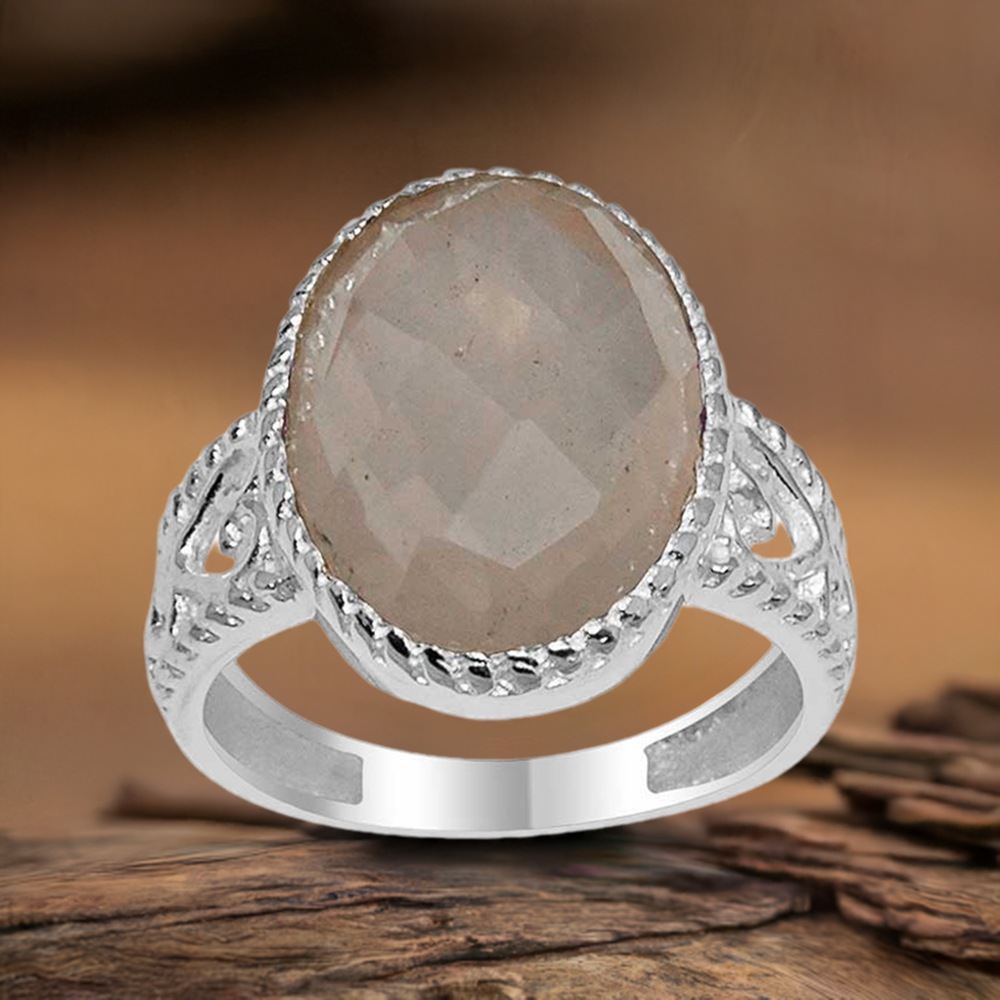 925 Sterling Silver Rings In Genuine Rose Quartz Gemstone 925SR1626