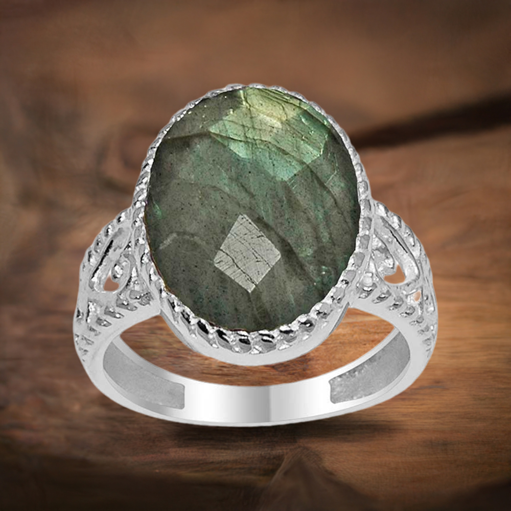 925 Sterling Silver Rings In Natural Labradorite Gemstone 925SR1627