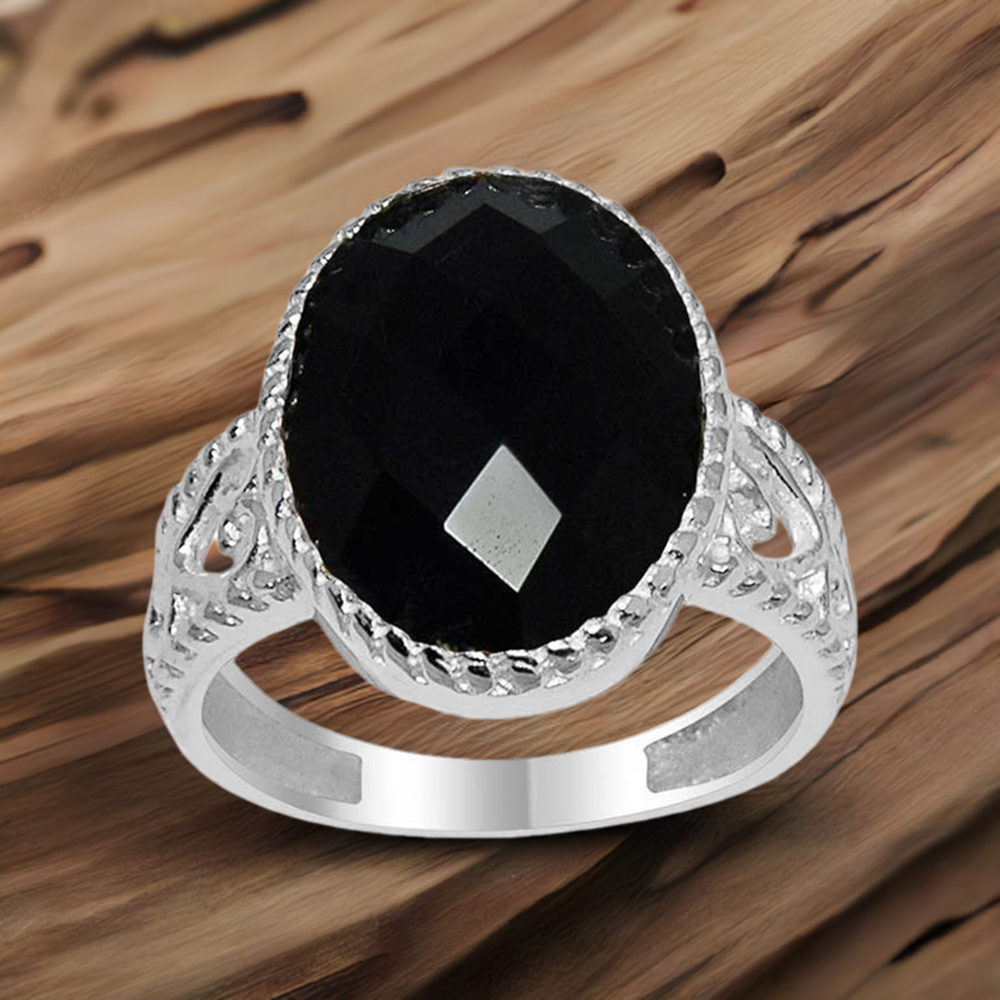 925 Sterling Silver Rings In Semi Precious Black Onyx Gemstone 925SR1628