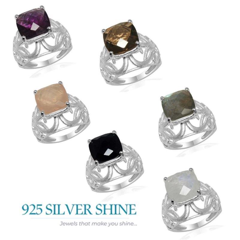 Natural Rose Quartz Gemstone Rings In 925 Sterling Silver Jewelry 925SR1630_2