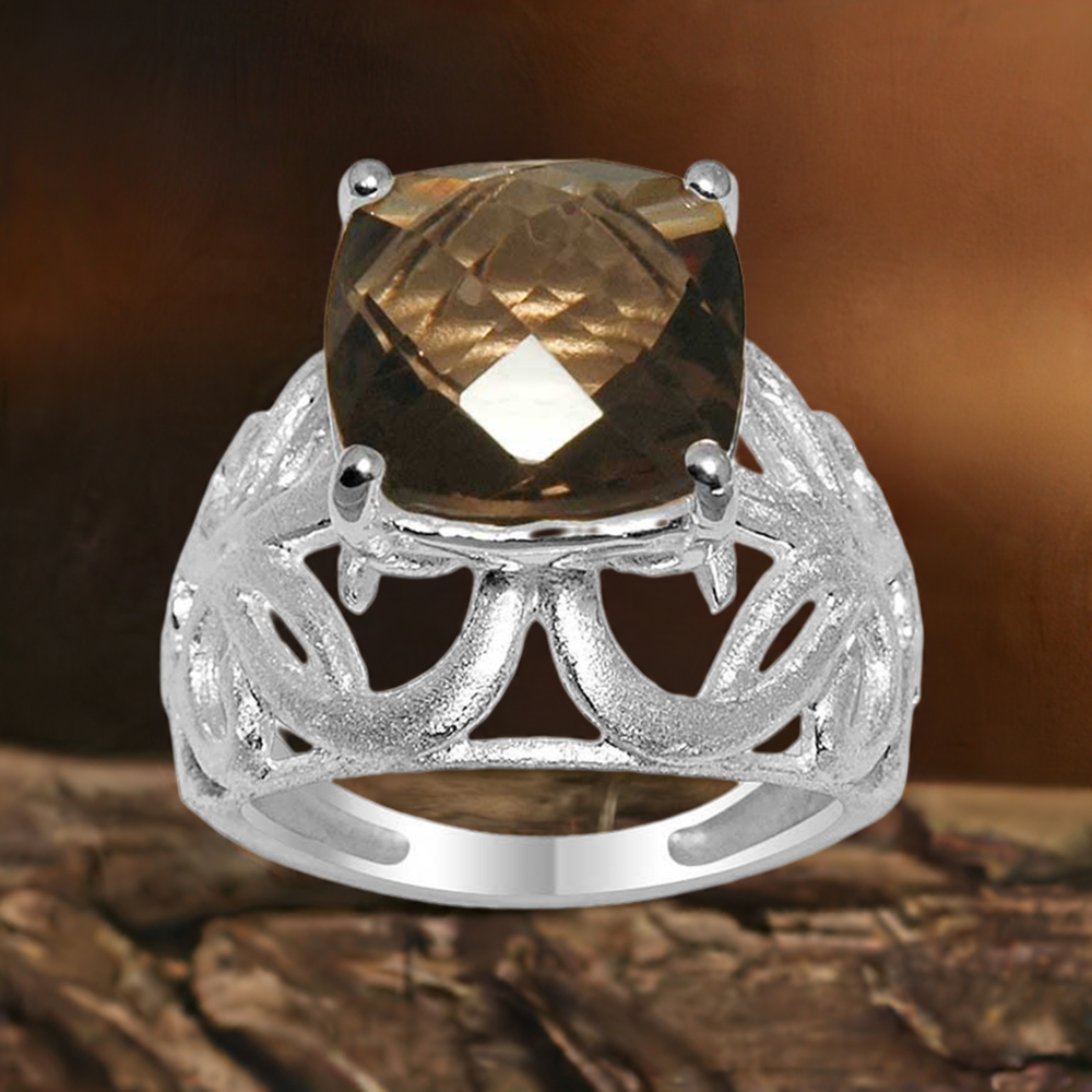 Natural Smoky Quartz Gemstone Rings In 925 Sterling Silver Jewelry 925SR1633