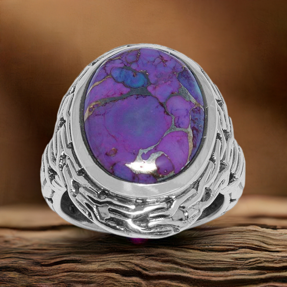 Genuine Mohave Copper Turquoise Gemstone Rings In 925 Sterling Silver Jewelry 925SR1641