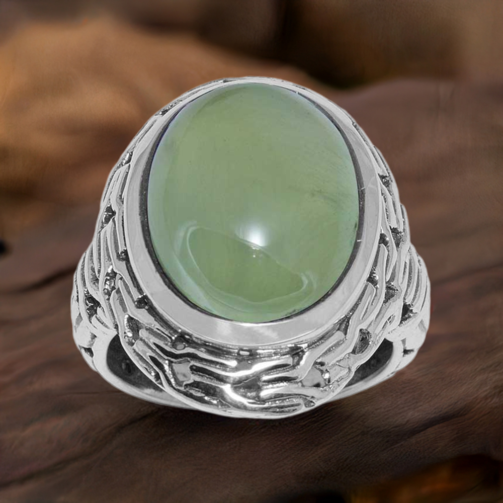 925 Sterling Silver Handmade Rings In Prehnite Gemstone Jewelry 925SR1646