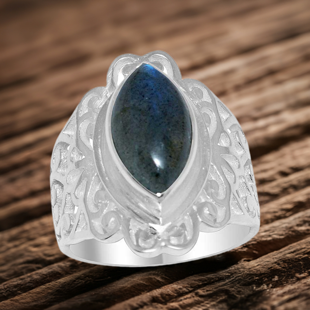 925 Sterling Silver Handmade Rings In Labradorite Gemstone Jewelry 925SR1647
