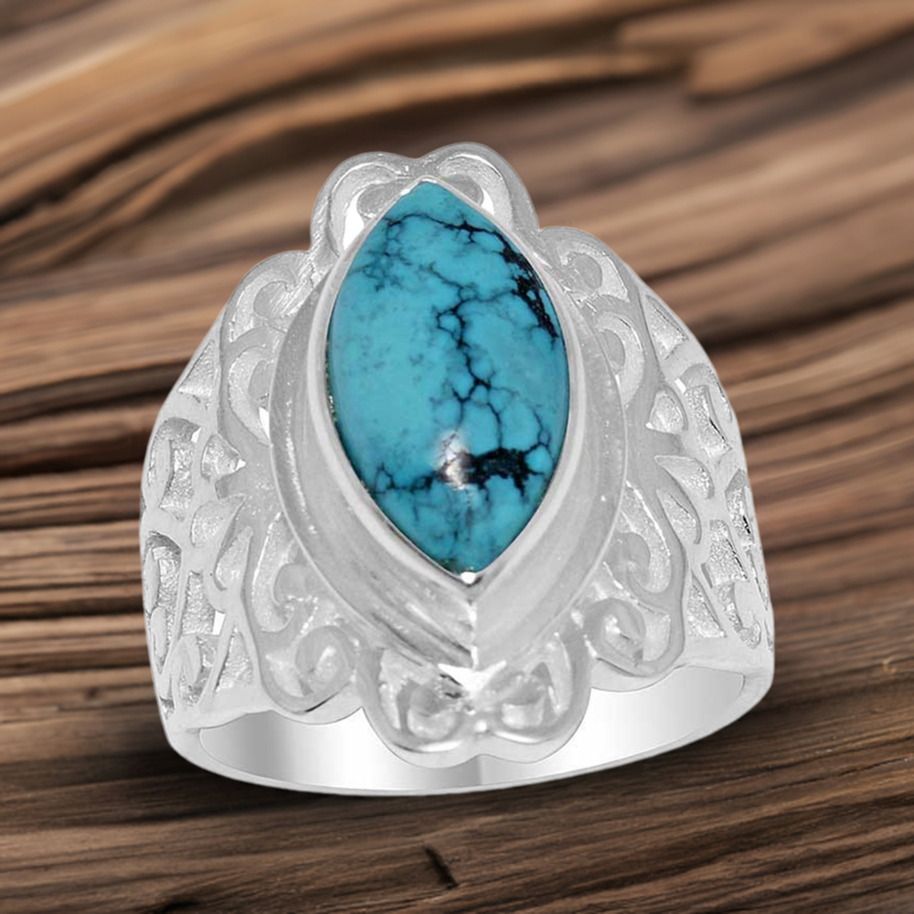 925 Sterling Silver Handmade Rings In Turquoise Gemstone Jewelry 925SR1650