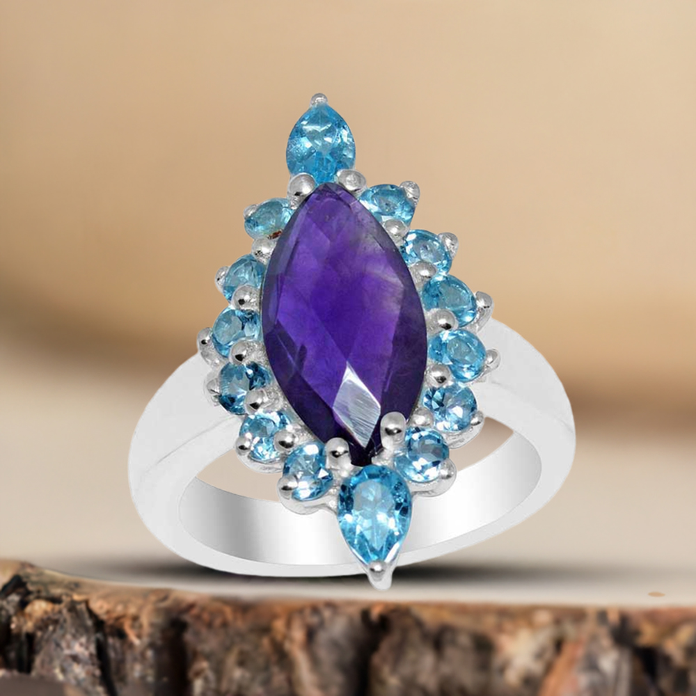 925 Sterling Silver Rings In Multi Gemstone Jewelry 925SR1655