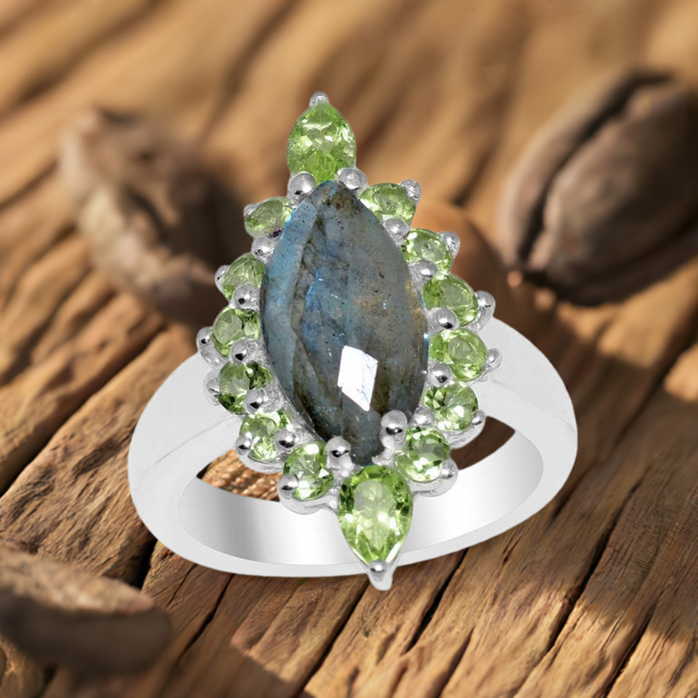 925 Sterling Silver Handmade Rings In Multi Gemstone Jewelry 925SR1656