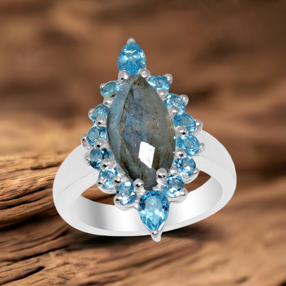 925 Sterling Silver Handmade Rings In Multi Gemstone Jewelry 925SR1658