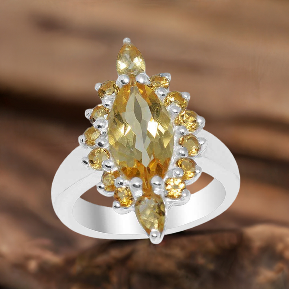 925 Sterling Silver Rings In Citrine Gemstone Jewelry 925SR1662