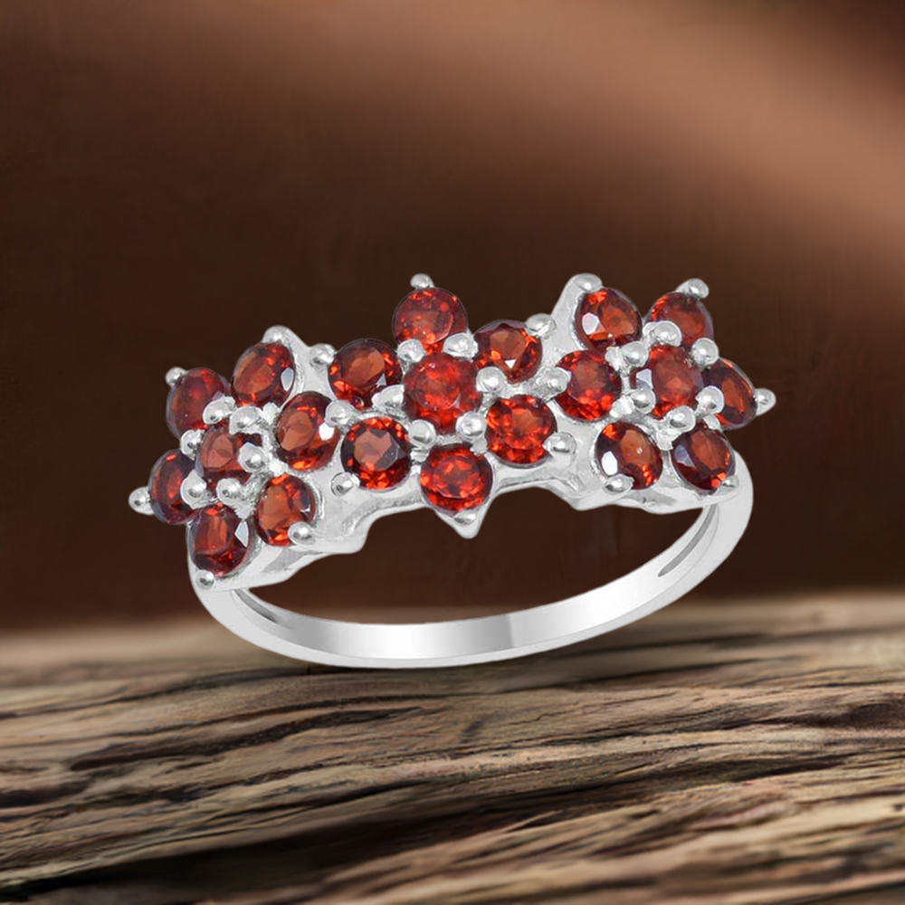 925 Sterling Silver Rings In Garnet Gemstone Jewelry 925SR1663