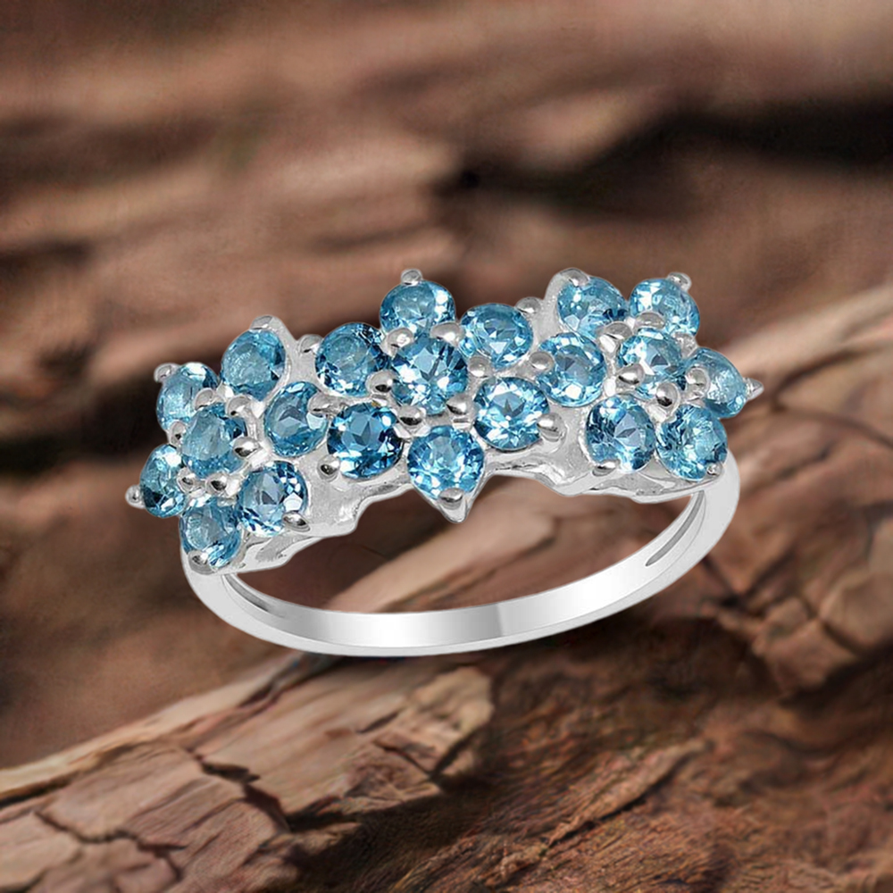 925 Sterling Silver Rings In Blue Topaz Gemstone Jewelry 925SR1664