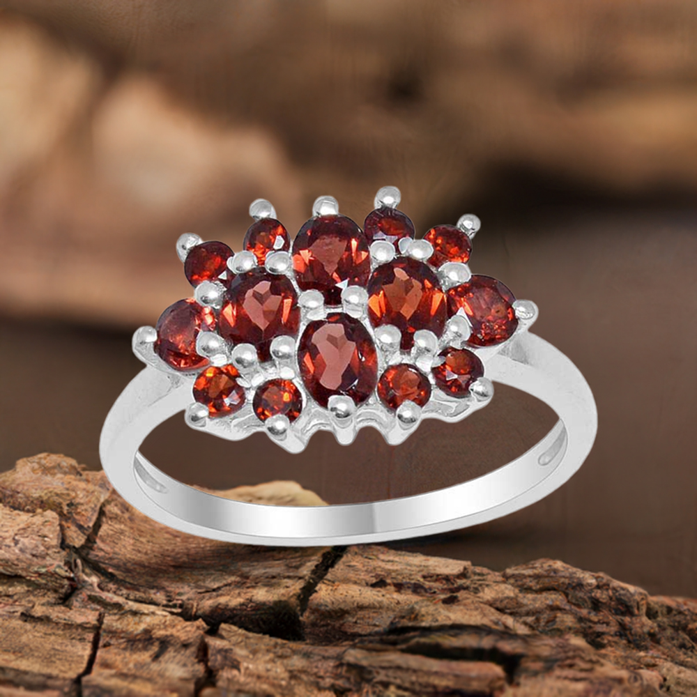 925 Sterling Silver Handmade Rings In Garnet Gemstone Jewelry 925SR1671