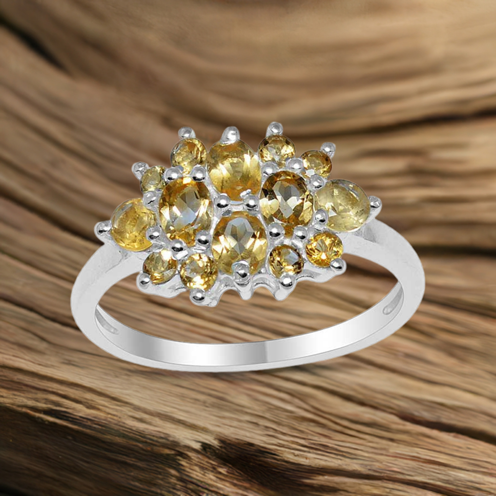 925 Sterling Silver Handmade Rings In Citrine Gemstone Jewelry 925SR1672