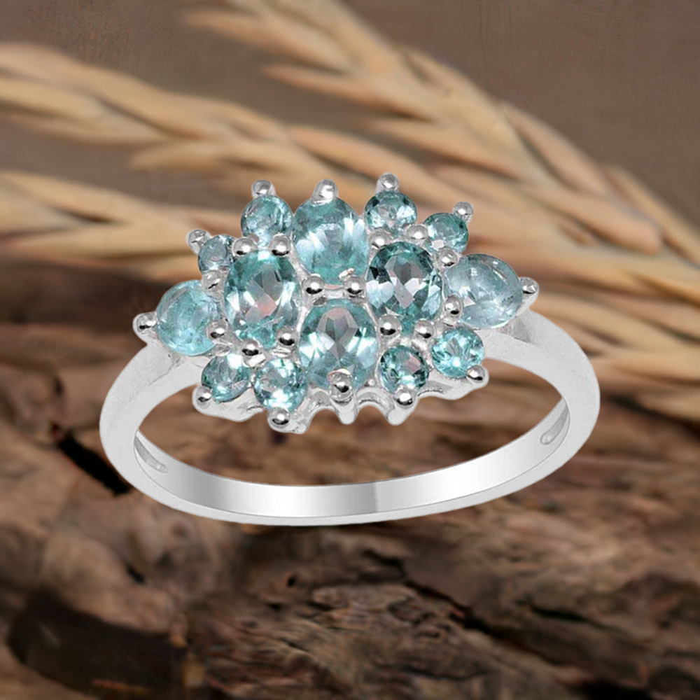 925 Sterling Silver Handmade Rings In Blue Topaz Gemstone Jewelry 925SR1673