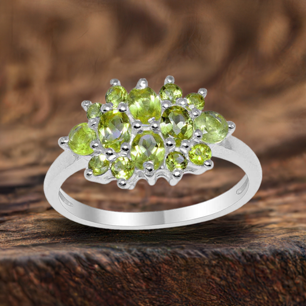 925 Sterling Silver Handmade Rings In Peridot Gemstone Jewelry 925SR1674