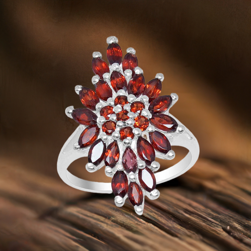 925 Sterling Silver Handmade Rings In Garnet Gemstone Jewelry 925SR1675