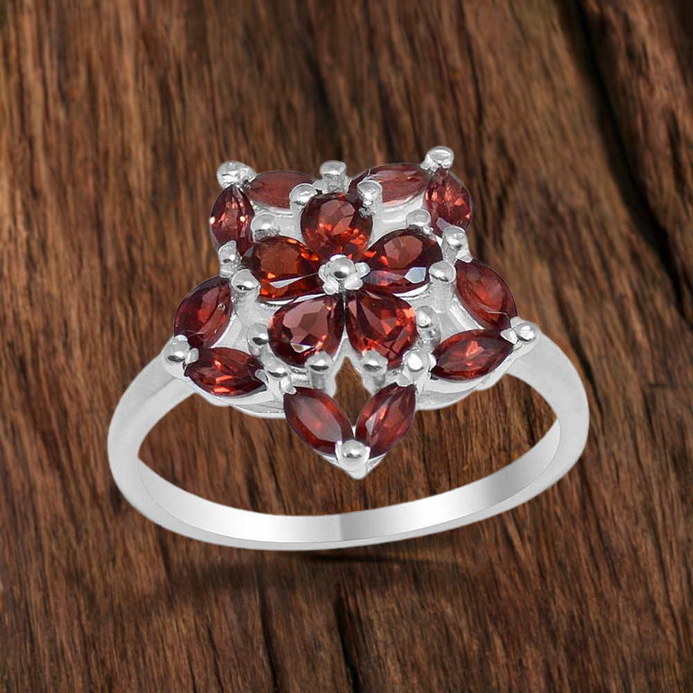 925 Sterling Silver Rings In Natural Garnet Gemstone 925SR1676