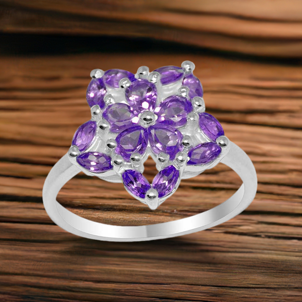 925 Sterling Silver Rings In Semi Precious Amethyst Gemstone 925SR1677